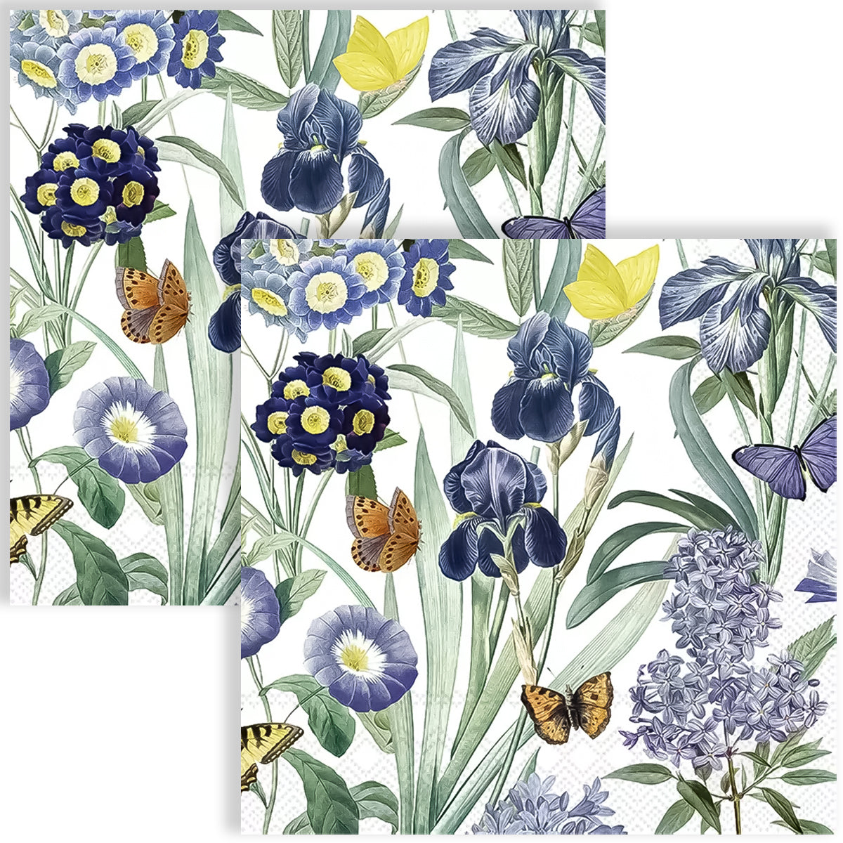 Guardanapo para Decoupage Ihr 33x33cm com 2 Unidades - Flores Veludo Azul