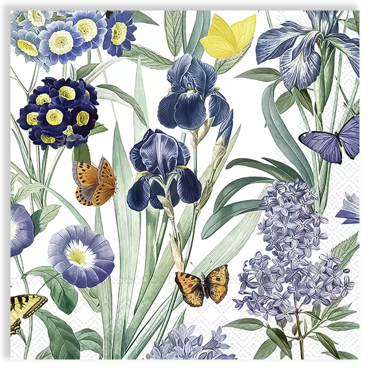 Guardanapo para Decoupage Ihr 33x33cm com 2 Unidades - Flores Veludo Azul