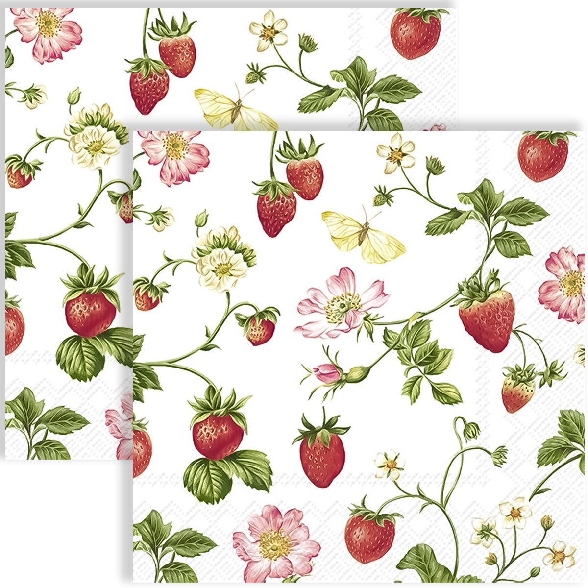 Guardanapo para Decoupage Ihr 33x33cm com 2 Unidades - Morango e Folhas