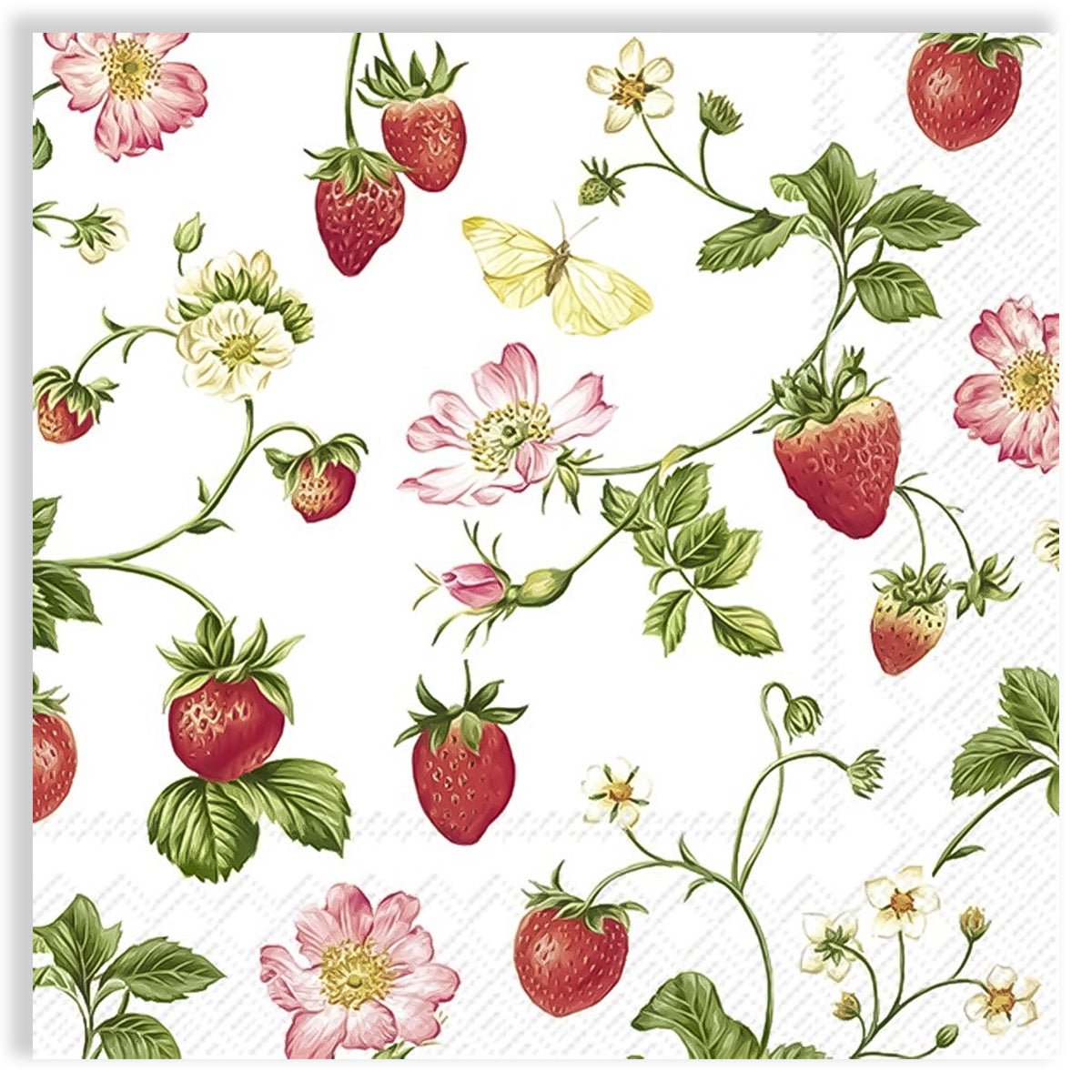 Guardanapo para Decoupage Ihr 33x33cm com 2 Unidades - Morango e Folhas