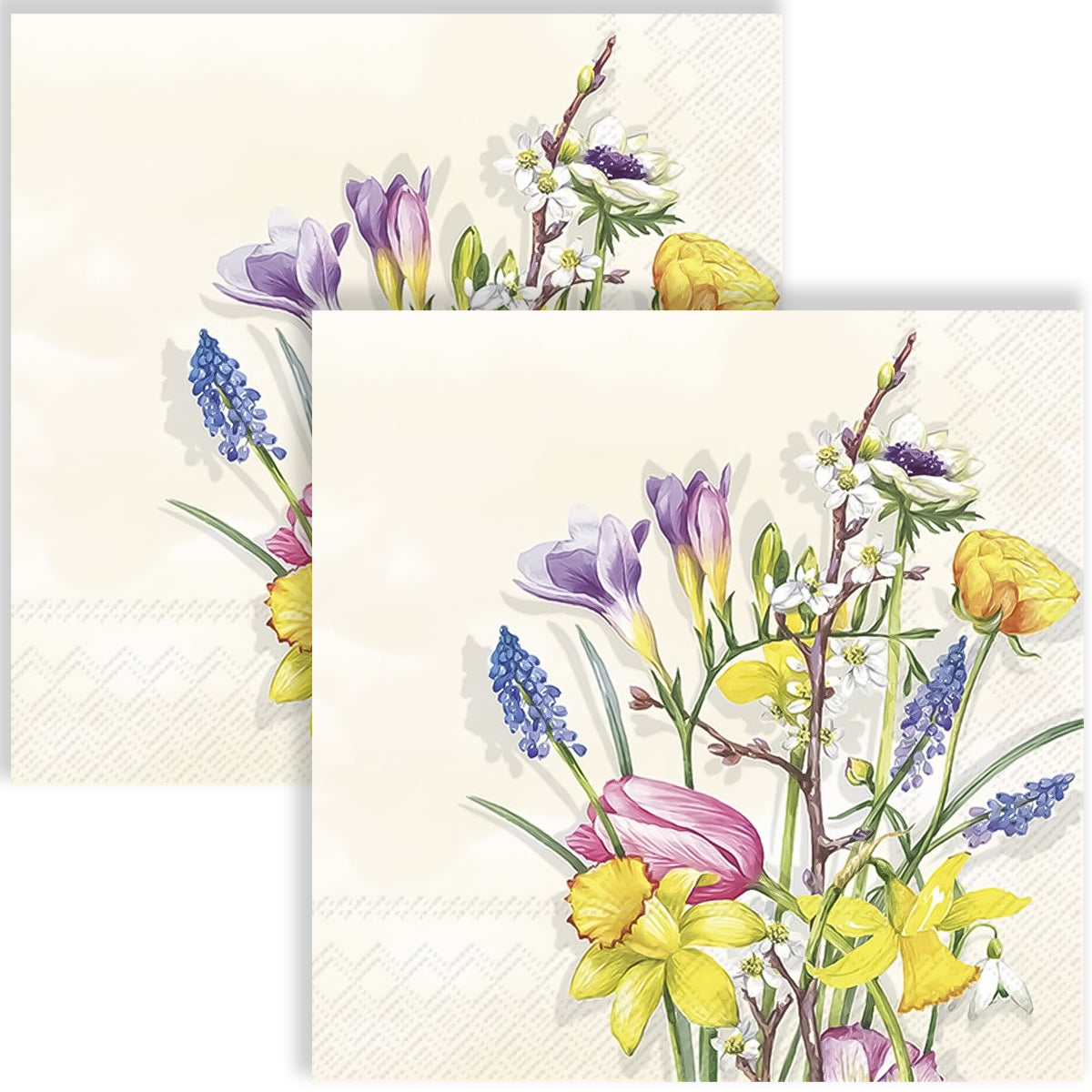 Guardanapo para Decoupage Ihr 33x33cm com 2 Unidades - Primavera Creme