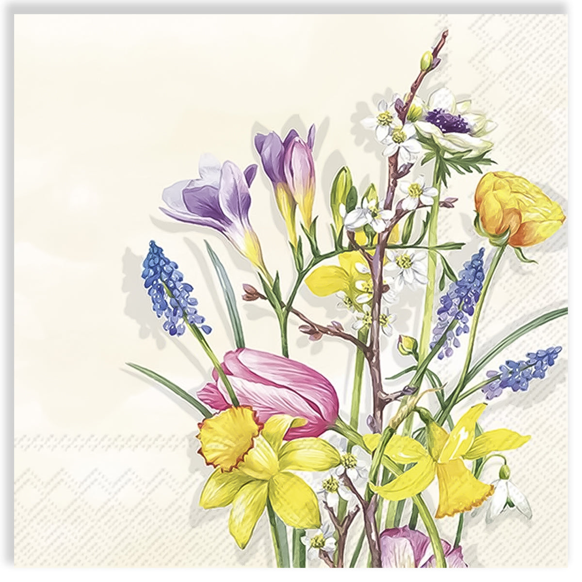 Guardanapo para Decoupage Ihr 33x33cm com 2 Unidades - Primavera Creme