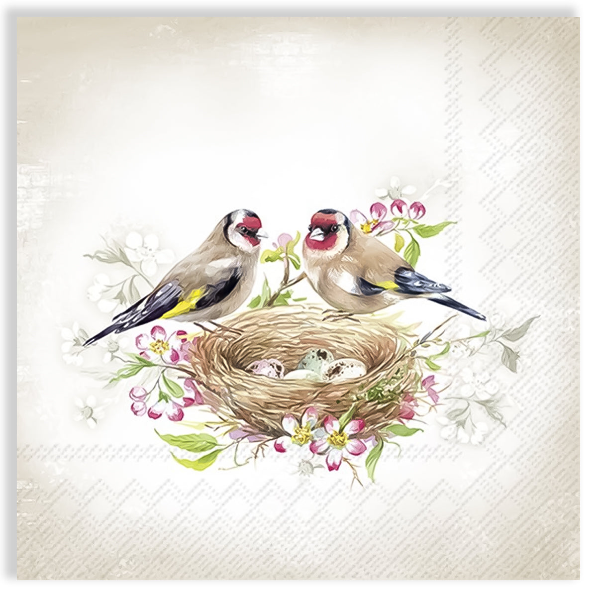 Guardanapo para Decoupage Ihr 33x33cm com 2 Unidades - Pássaros no Ninho