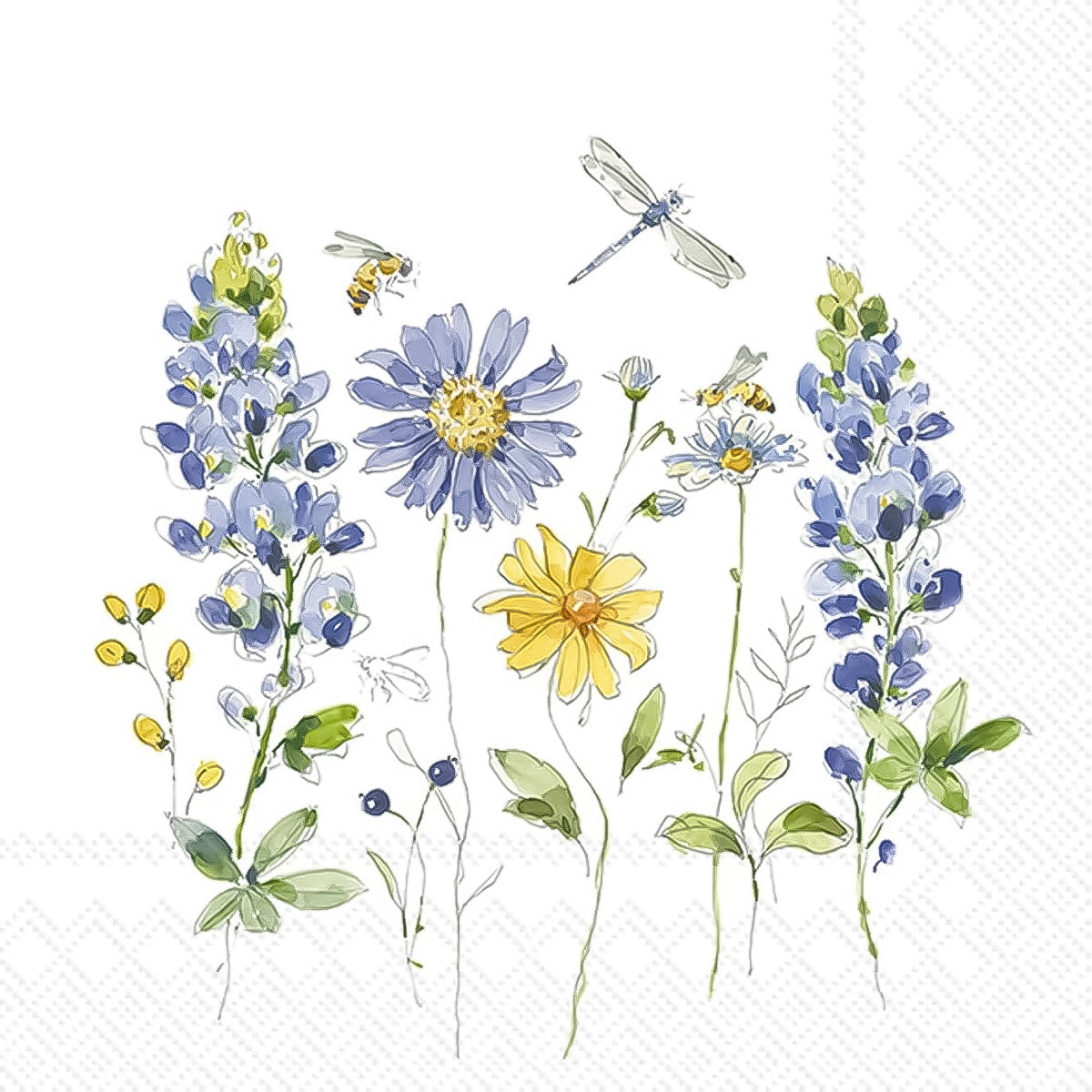 Guardanapo para Decoupage Ihr 33x33 Flores Adoraveis Azul C/ 20 Unidade