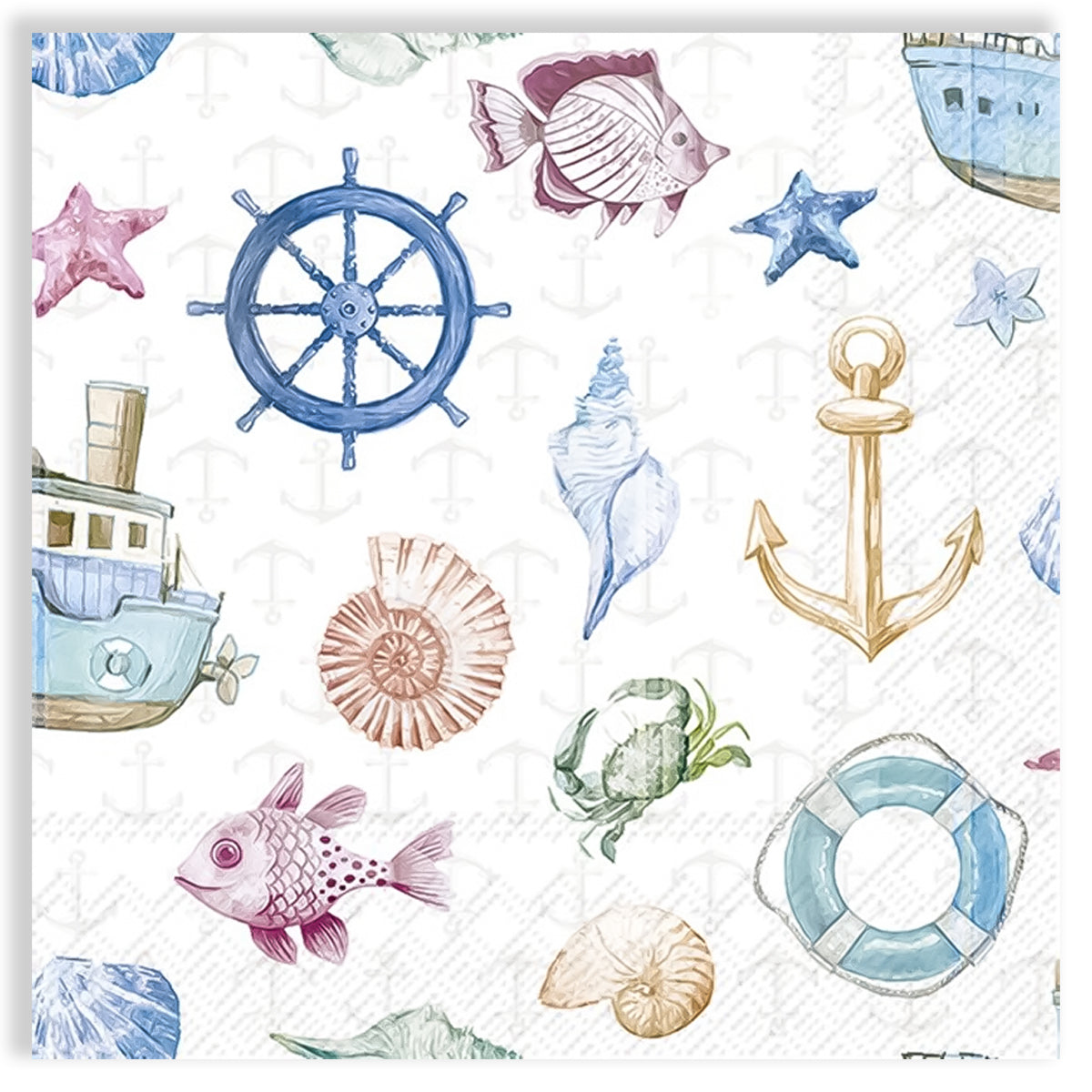 Guardanapo para Decoupage Ihr 33x33cm com 2 Unidades - Fundo do Mar