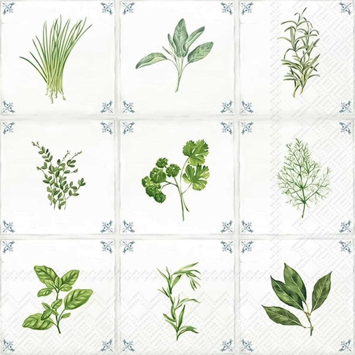 Guardanapo para Decoupage Ihr 33x33cm com 2 Unidades - Azulejo de Ervas