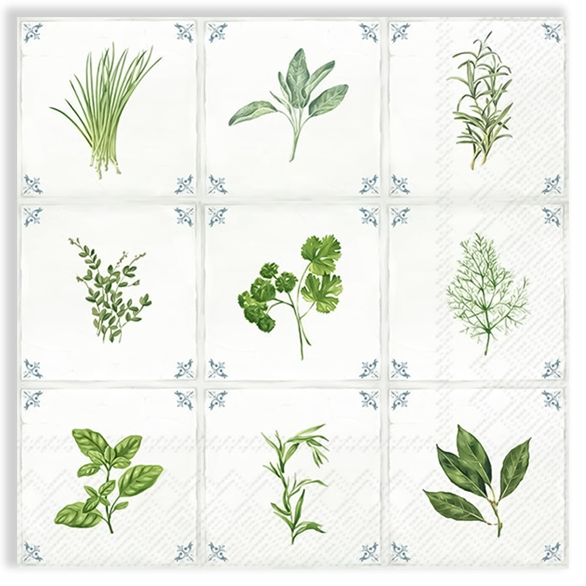 Guardanapo para Decoupage Ihr 33x33cm com 2 Unidades - Azulejo de Ervas