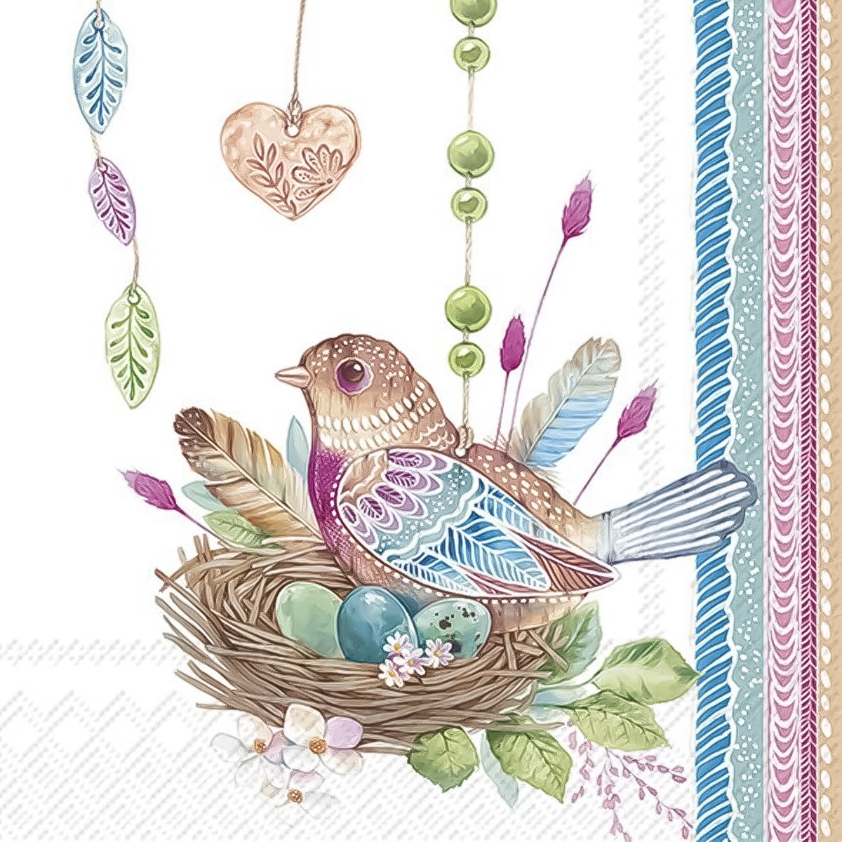 Guardanapo para Decoupage Ihr 33x33 Ninho Pássaro