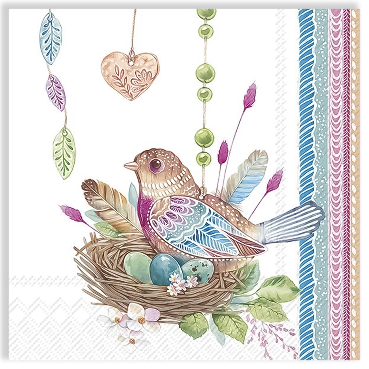 Guardanapo para Decoupage Ihr 33x33cm com 2 Unidades - Ninho de Pássaro