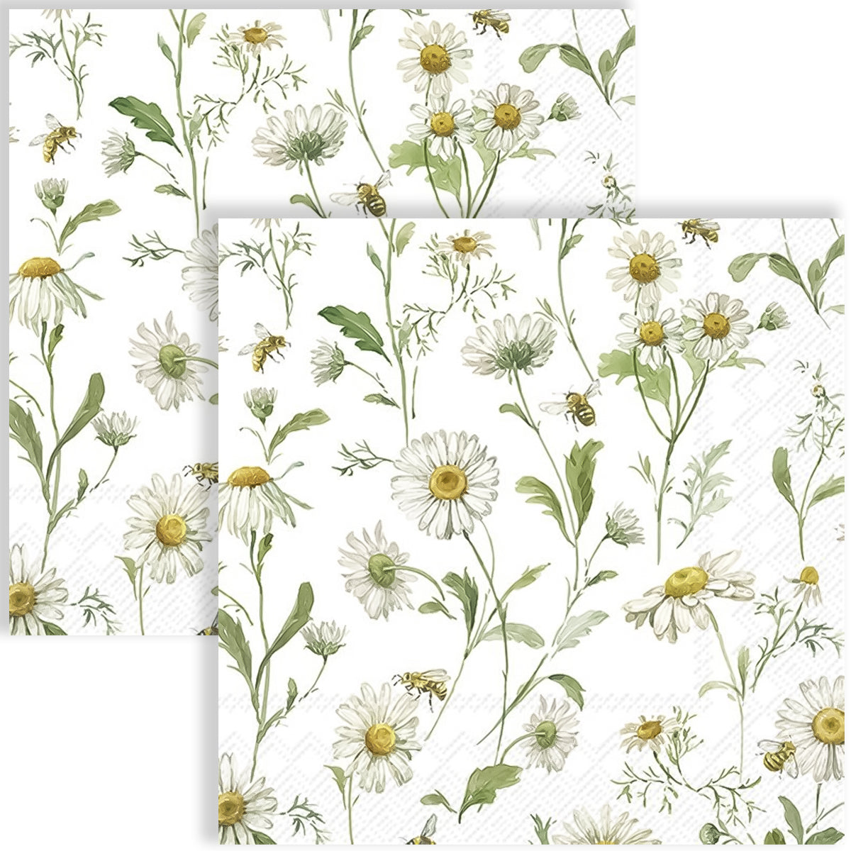 Guardanapo para Decoupage Ihr 33x33cm com 2 Unidades - Margaridas e Abelhas