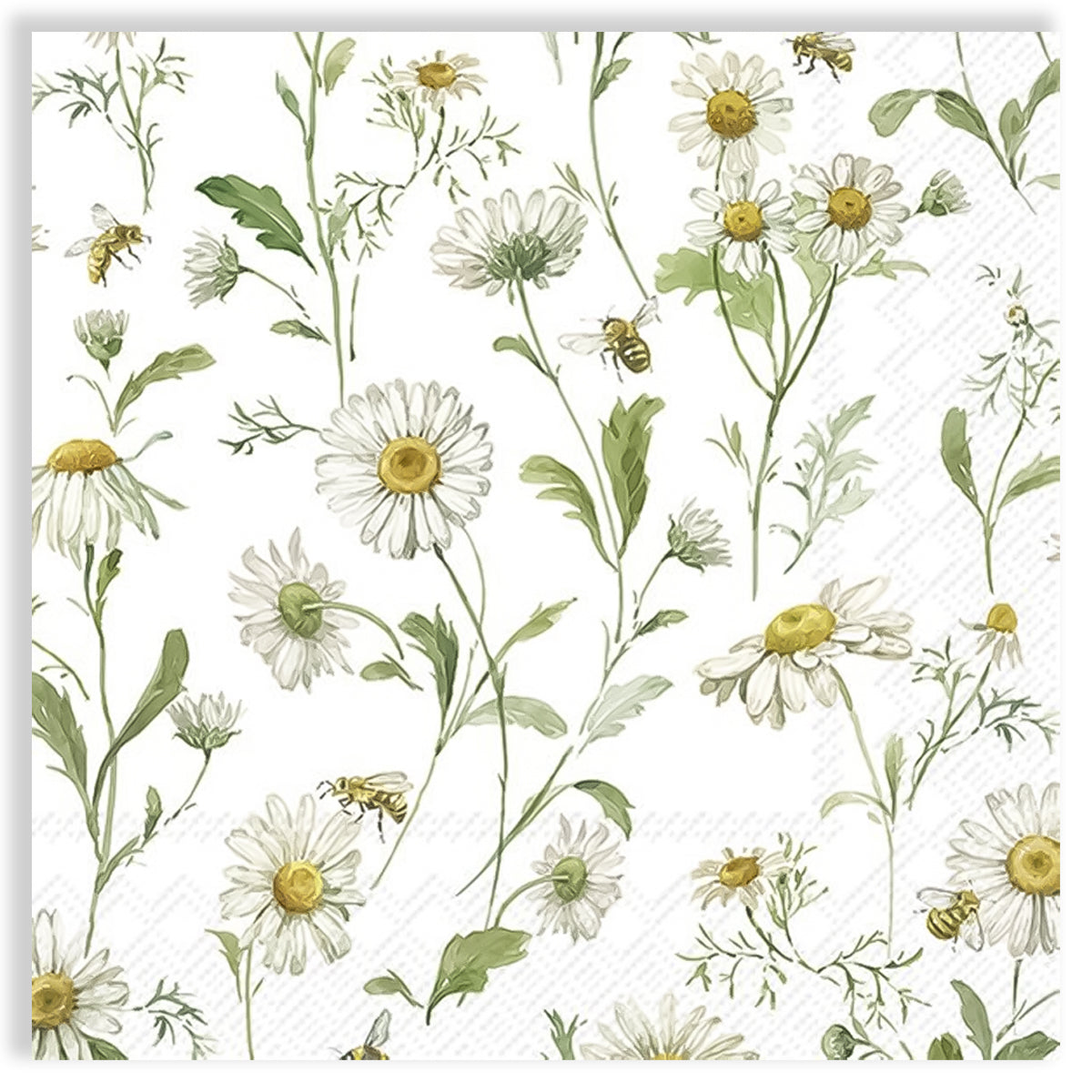 Guardanapo para Decoupage Ihr 33x33cm com 2 Unidades - Margaridas e Abelhas