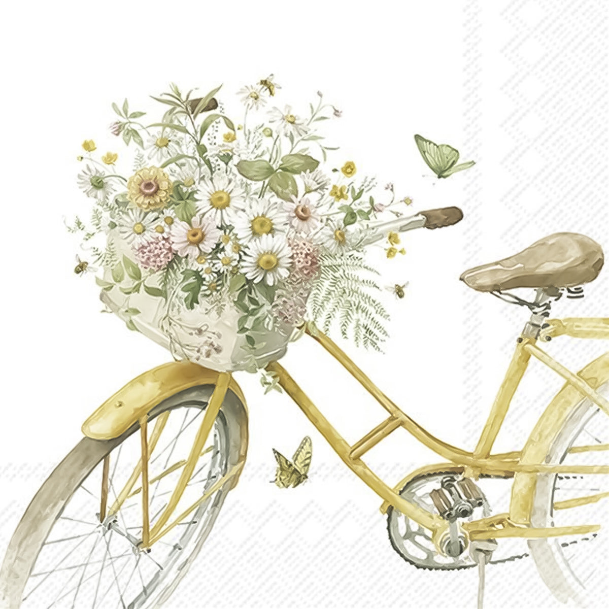 Guardanapo para Decoupage Ihr 33x33cm com 2 Unidades - Bicicleta de Flores