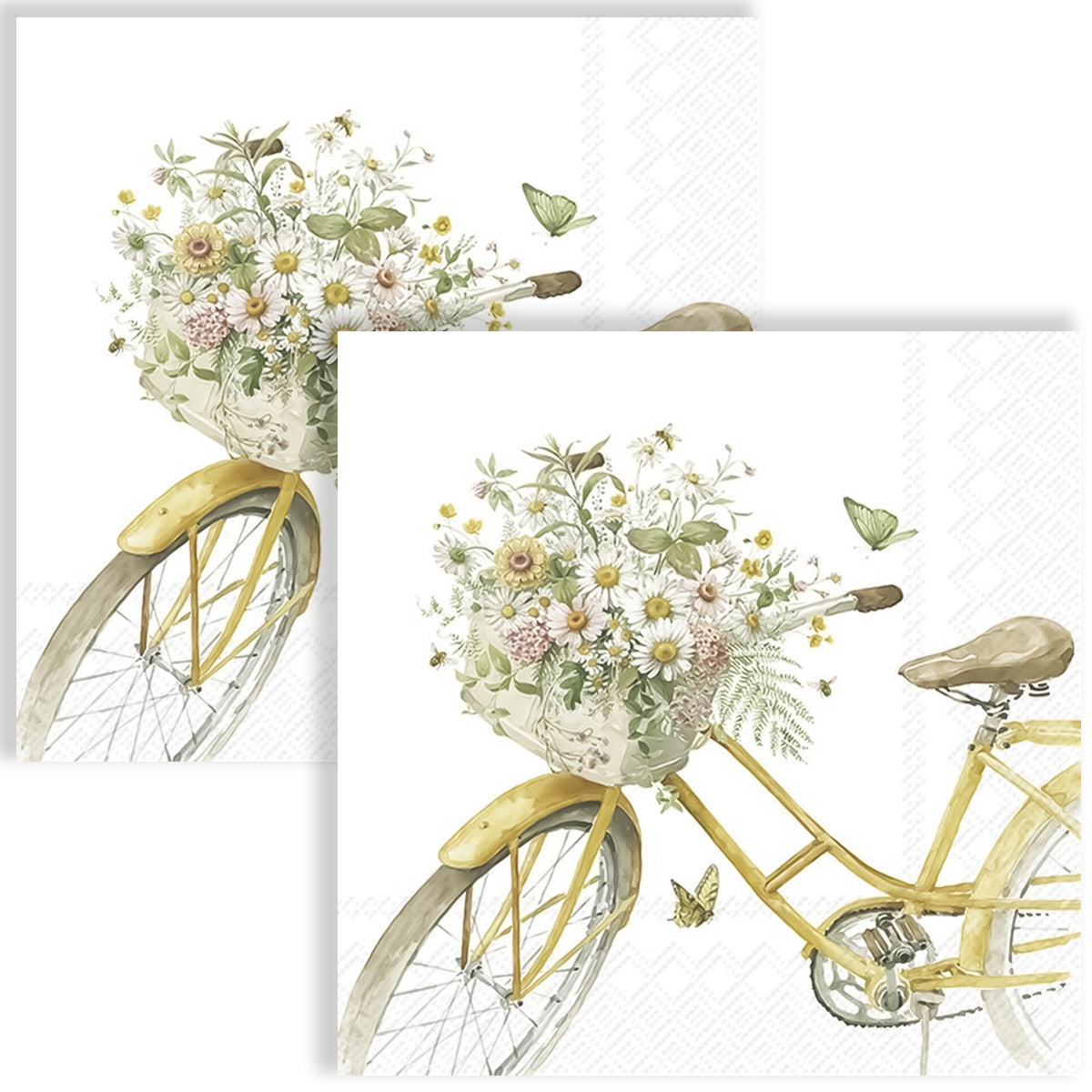 Guardanapo para Decoupage Ihr 33x33cm com 2 Unidades - Bicicleta de Flores