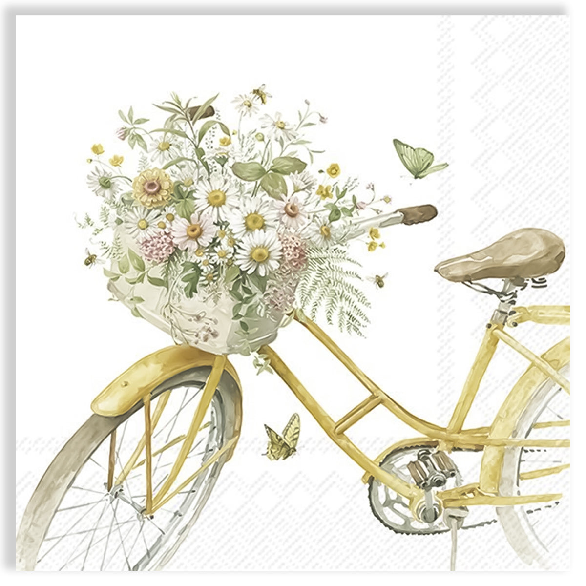 Guardanapo para Decoupage Ihr 33x33cm com 2 Unidades - Bicicleta de Flores