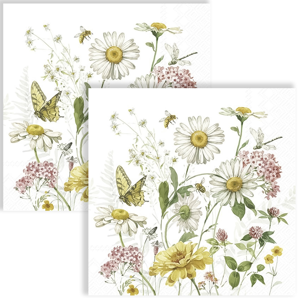 Guardanapo para Decoupage Ihr 33x33 Flores Silvestres Borboletas C/ 20 Unidade