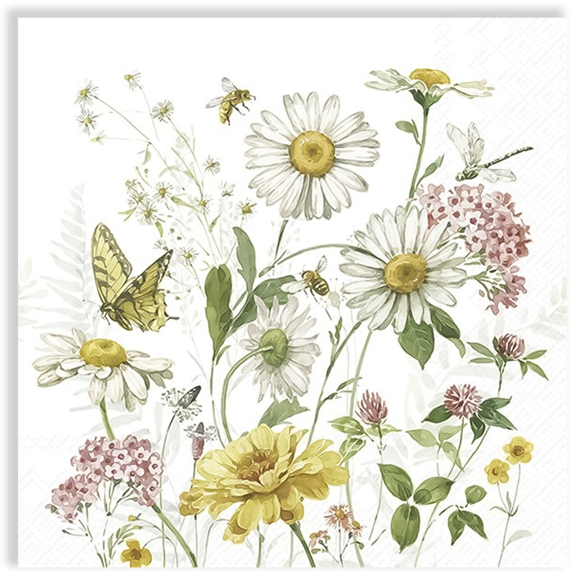 Guardanapo para Decoupage Ihr 33x33 Flores Silvestres Borboletas C/ 20 Unidade
