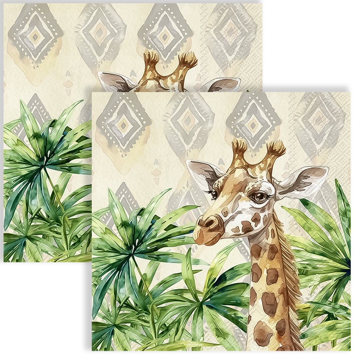 Guardanapo para Decoupage Ihr 33x33cm com 2 Unidades - Girafa Creme