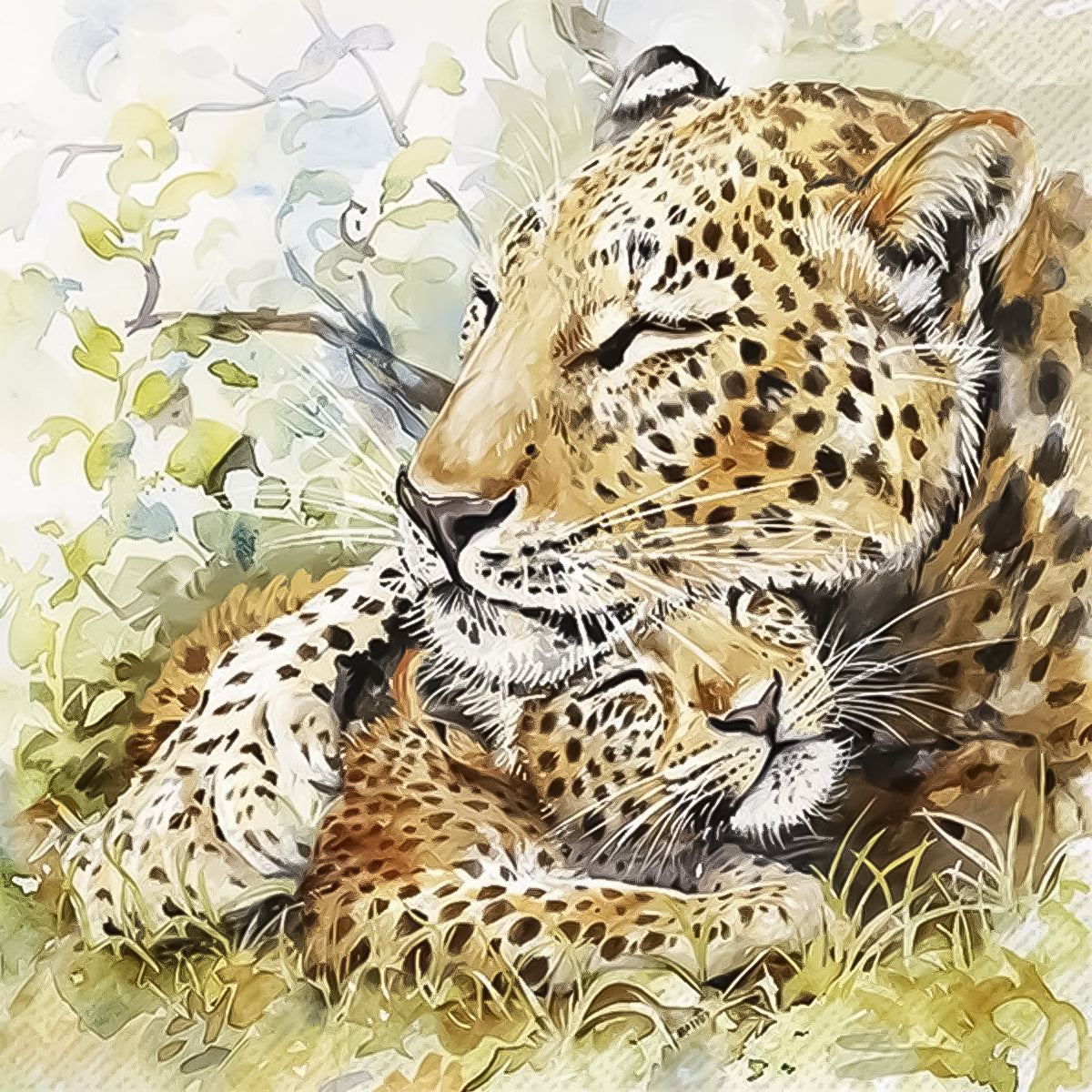 Guardanapo para Decoupage Ihr 33x33 Familia Leopardo C/ 20 Unidade