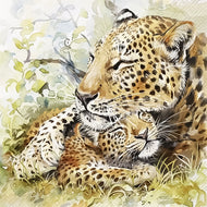 Guardanapo para Decoupage Ihr 33x33 Familia Leopardo C/ 20 Unidade