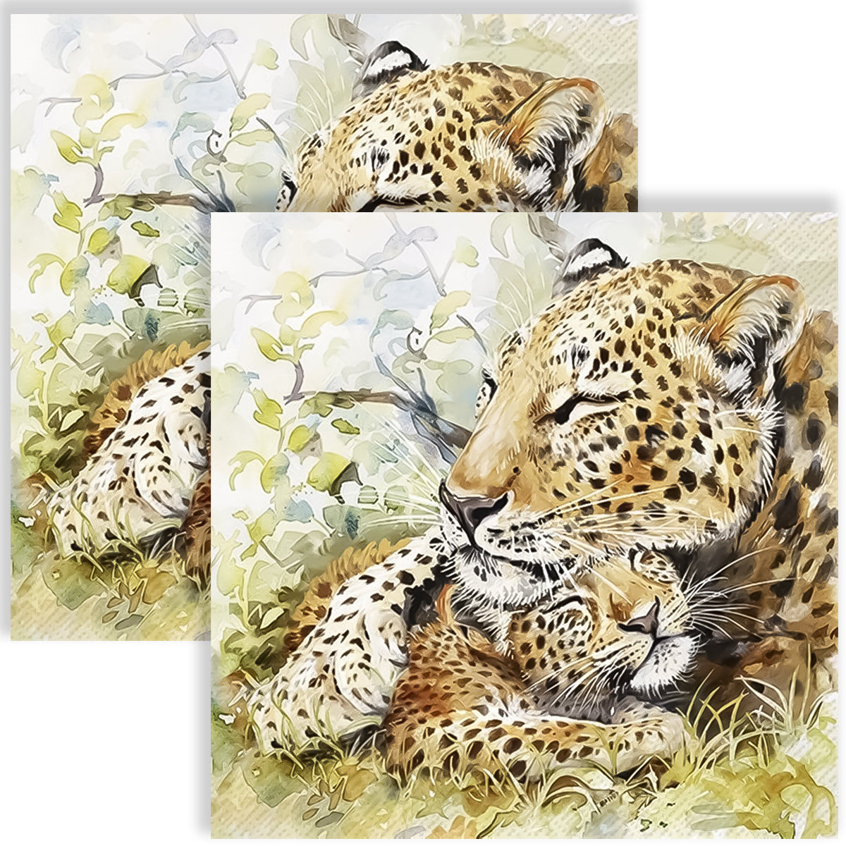 Guardanapo para Decoupage Ihr 33x33cm com 2 Unidades - Família Leopardo