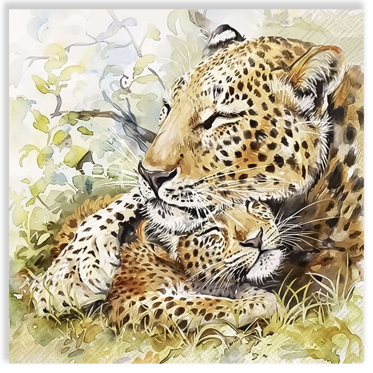 Guardanapo para Decoupage Ihr 33x33cm com 2 Unidades - Família Leopardo