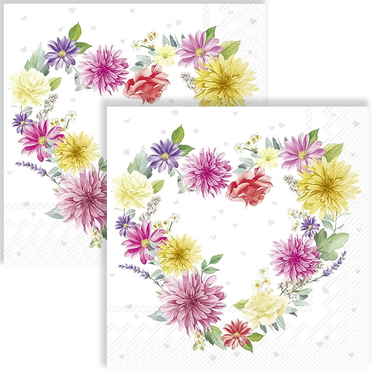 Guardanapo para Decoupage Ihr 33x33cm com 2 Unidades - Flores de Coração