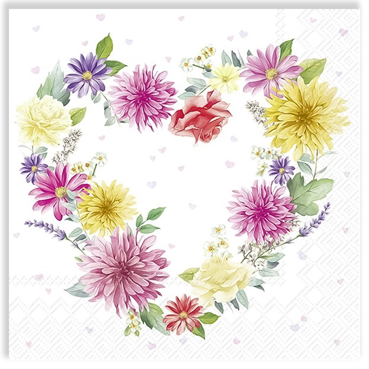 Guardanapo para Decoupage Ihr 33x33cm com 2 Unidades - Flores de Coração