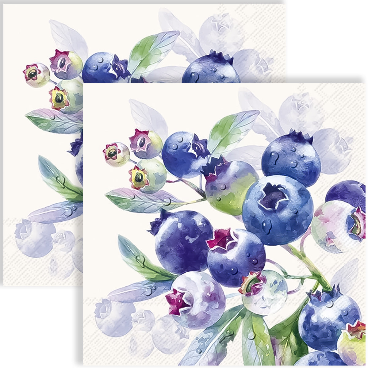 Guardanapo para Decoupage Ihr 33x33cm com 2 Unidades - Frutas de Mirtilos