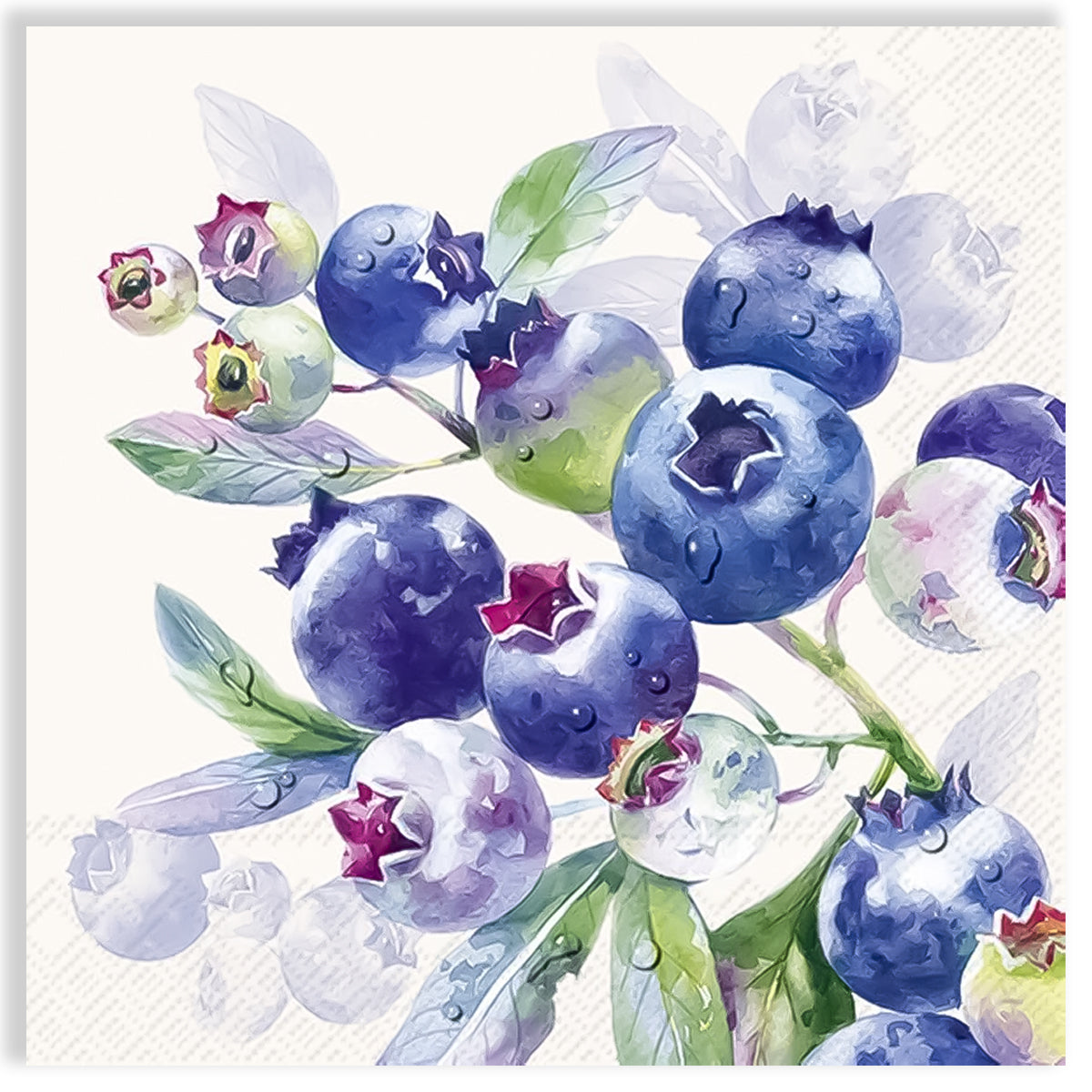 Guardanapo para Decoupage Ihr 33x33cm com 2 Unidades - Frutas de Mirtilos