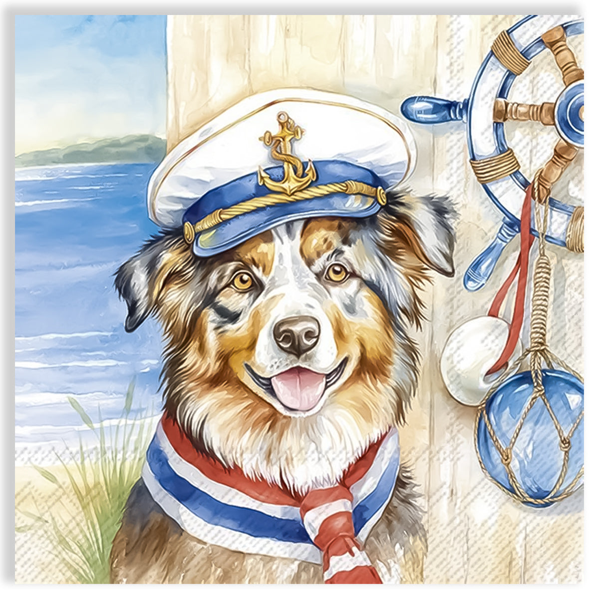 Guardanapo para Decoupage Ihr 33x33cm com 2 Unidades - Cachorro Capitão