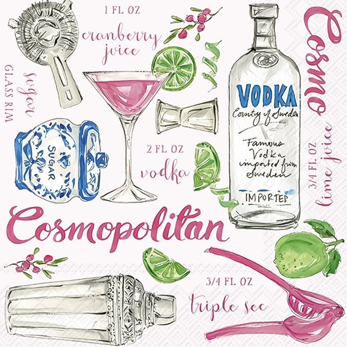 Guardanapo para Decoupage Ihr 33x33cm com 2 Unidades - Drink Branco