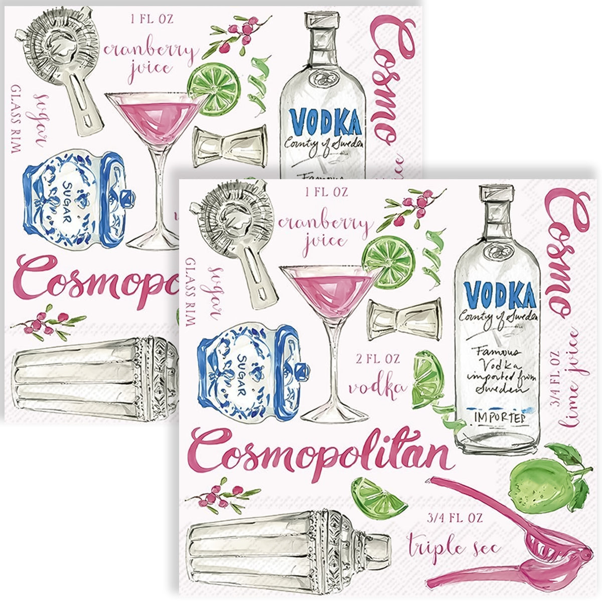 Guardanapo para Decoupage Ihr 33x33cm com 2 Unidades - Drink Branco