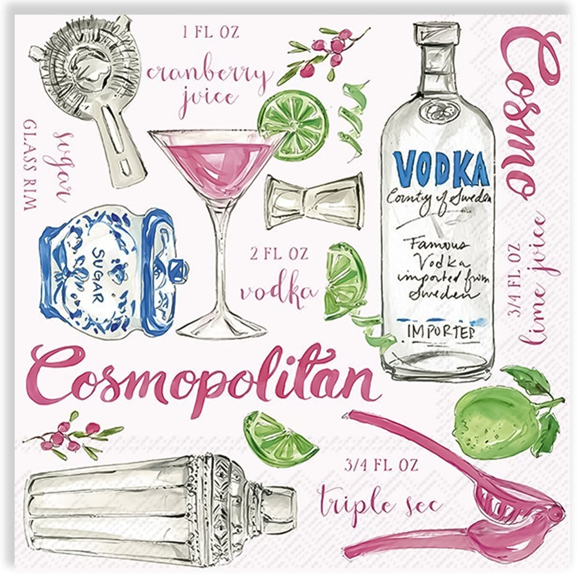 Guardanapo para Decoupage Ihr 33x33cm com 2 Unidades - Drink Branco