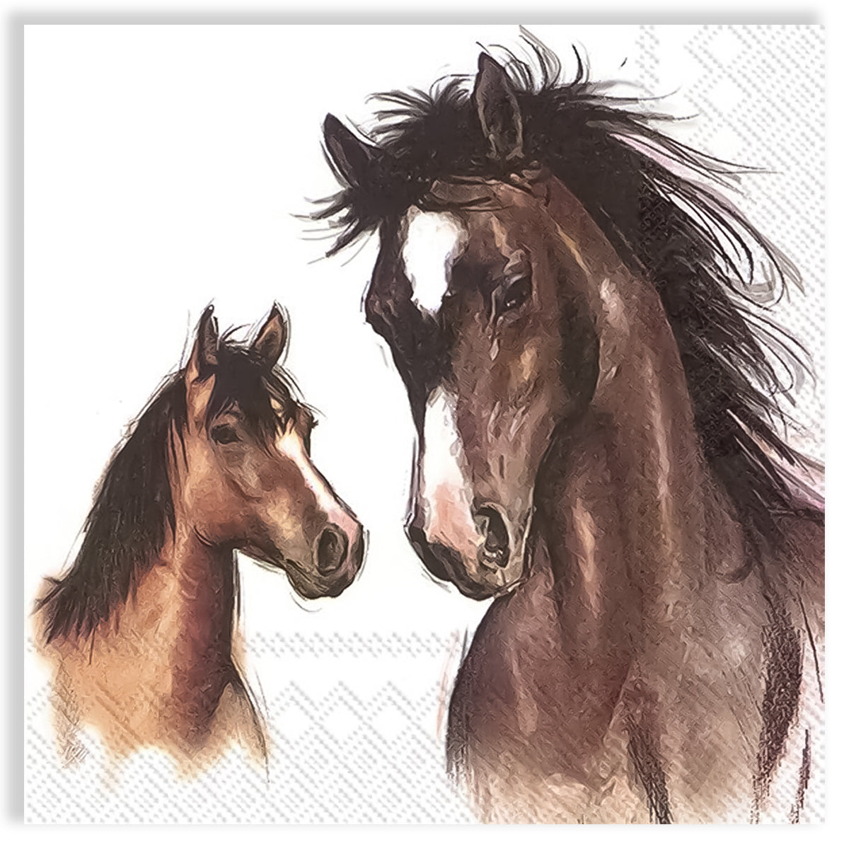 Guardanapo para Decoupage Ihr 33x33cm com 2 Unidades - Cavalo Amy e Lucy