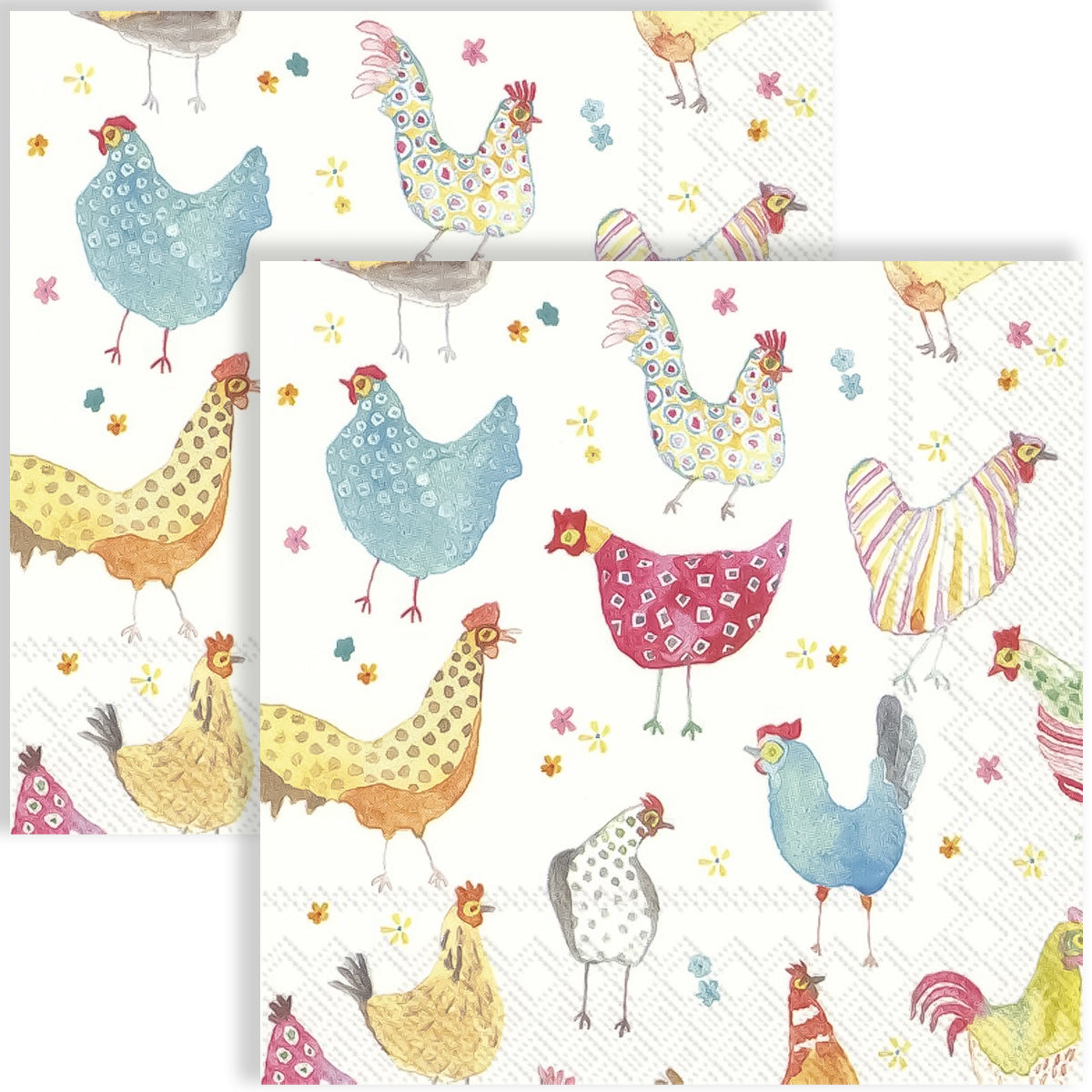 Guardanapo para Decoupage Ihr 33x33cm com 2 Unidades - Galinhas Coloridas