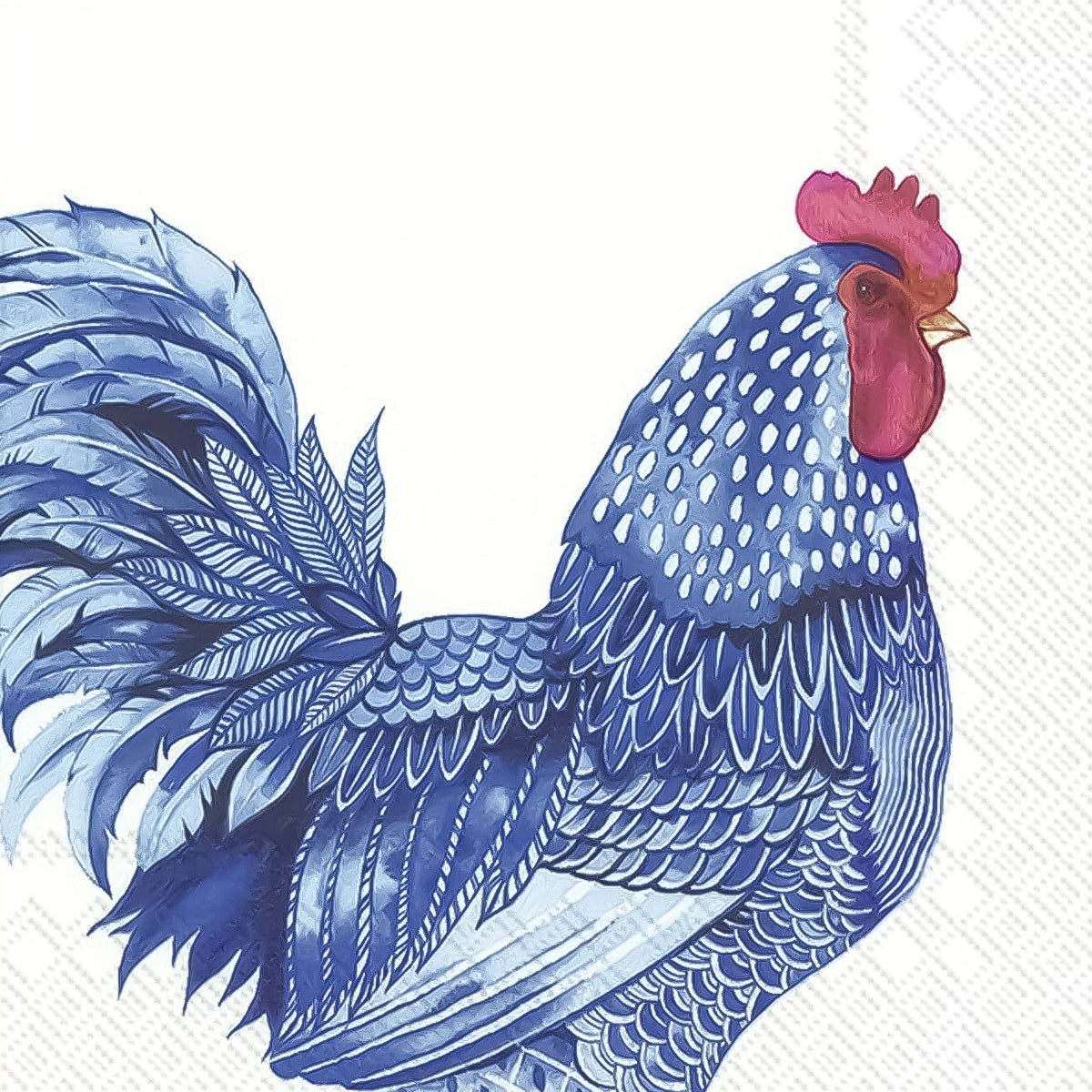 Guardanapo para Decoupage Ihr 33x33 Galo Plumagem Azul C/ 20 Unidade