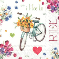 Guardanapo para Decoupage Ihr 33x33cm com 20 Unidades - Bicicleta com Flores