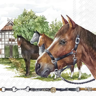 Guardanapo para Decoupage Ihr 33x33 Familia Cavalo Nikas C/ 20 Unidade