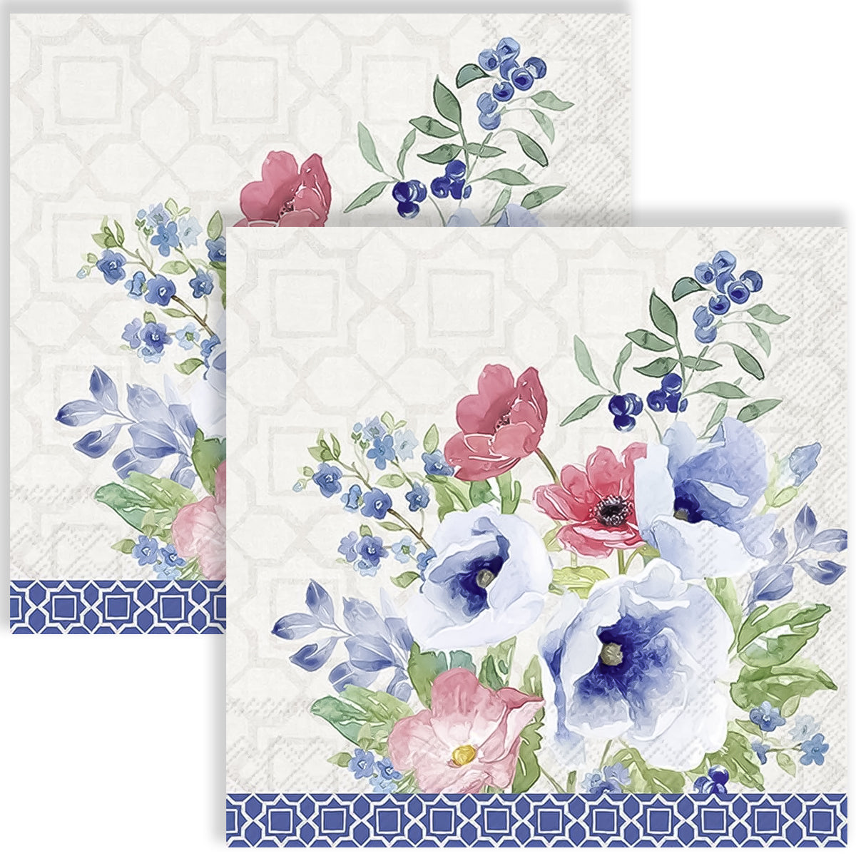 Guardanapo para Decoupage Ihr 33x33cm com 2 Unidades - Flores Bouquet Indigo