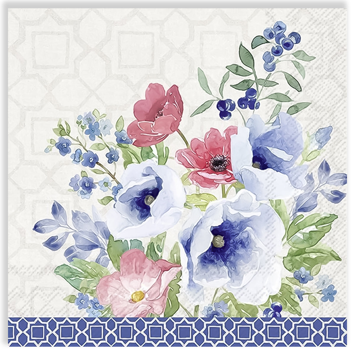 Guardanapo para Decoupage Ihr 33x33cm com 2 Unidades - Flores Bouquet Indigo