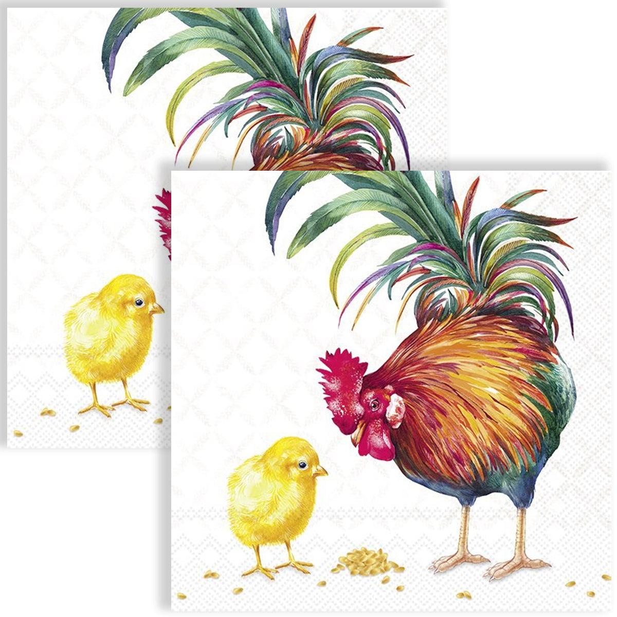 Guardanapo para Decoupage Ihr 33x33cm com 2 Unidades - Galo e Pintinho