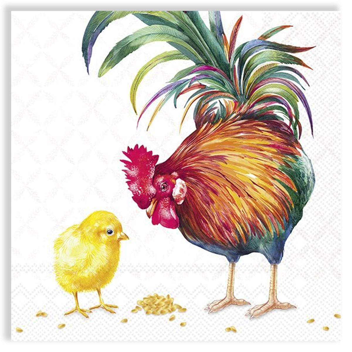 Guardanapo para Decoupage Ihr 33x33cm com 2 Unidades - Galo e Pintinho