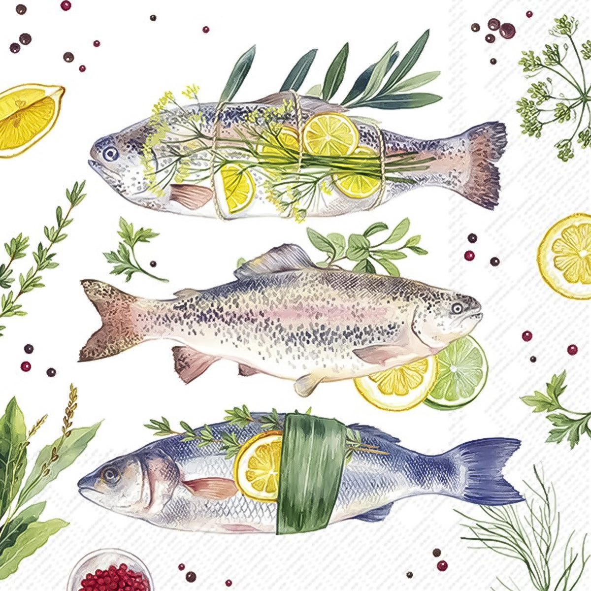 Guardanapo para Decoupage Ihr 33x33 Peixe Limão C/ 20 Unidade