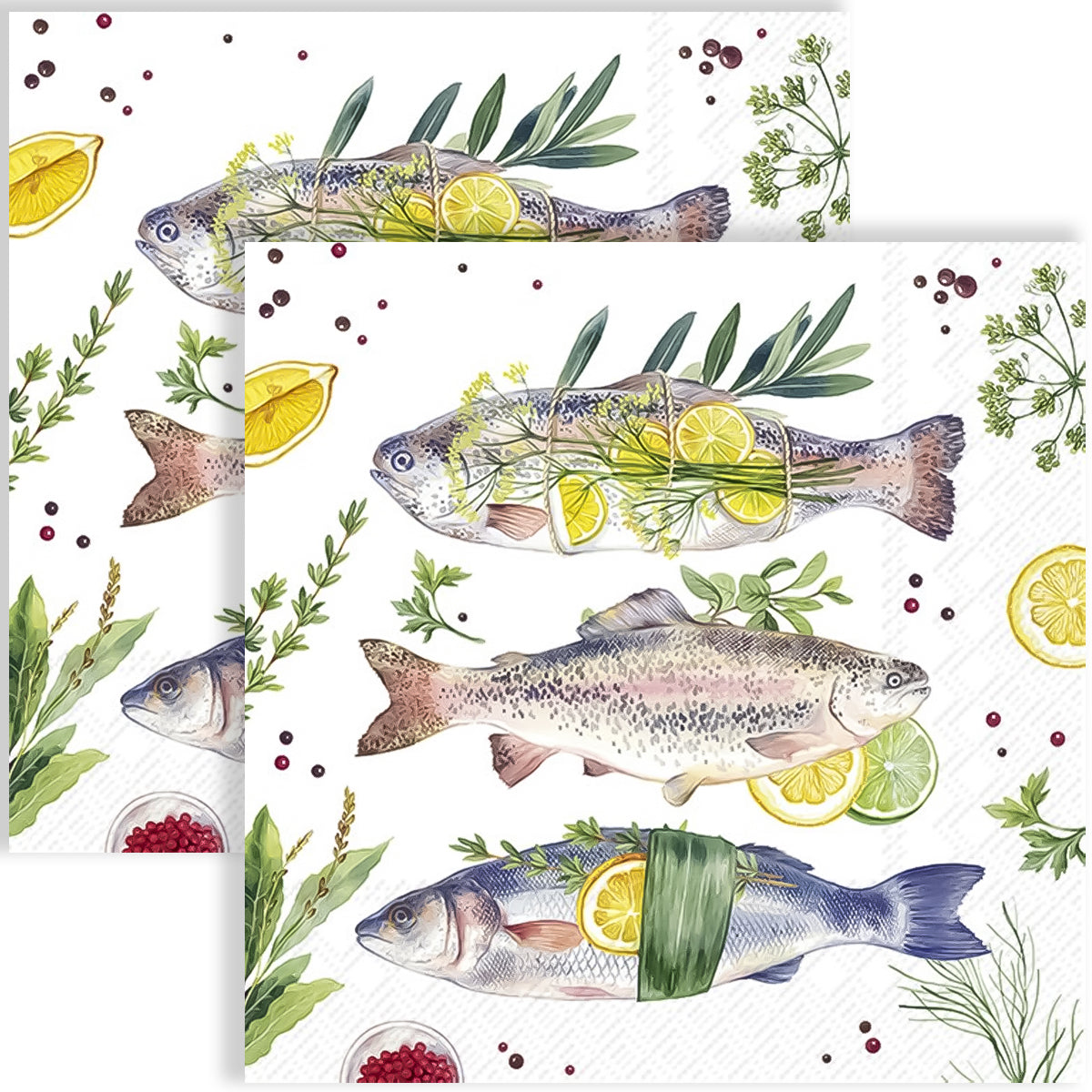 Guardanapo para Decoupage Ihr 33x33cm com 2 Unidades - Peixe Limão