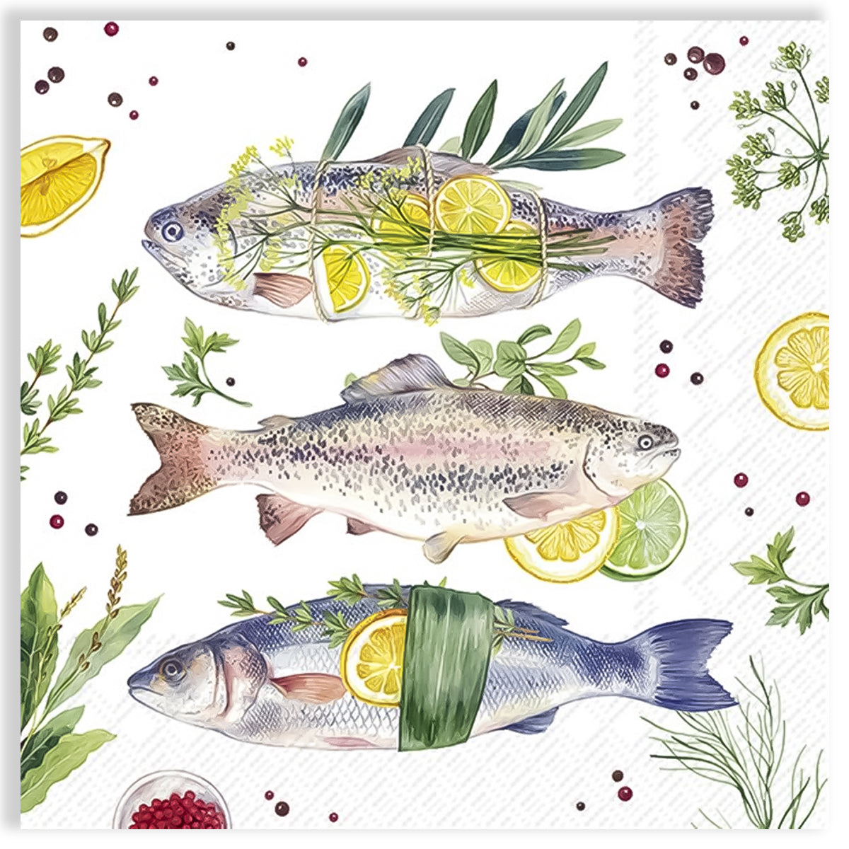 Guardanapo para Decoupage Ihr 33x33cm com 2 Unidades - Peixe Limão