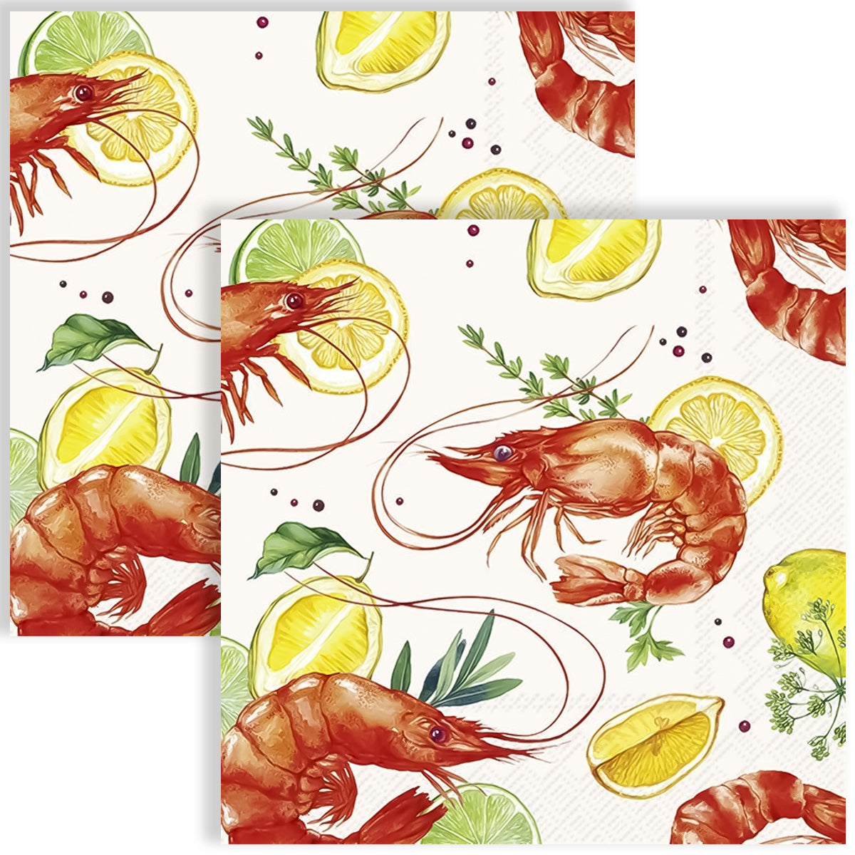 Guardanapo para Decoupage Ihr 33x33cm com 2 Unidades - Camarão e Limão