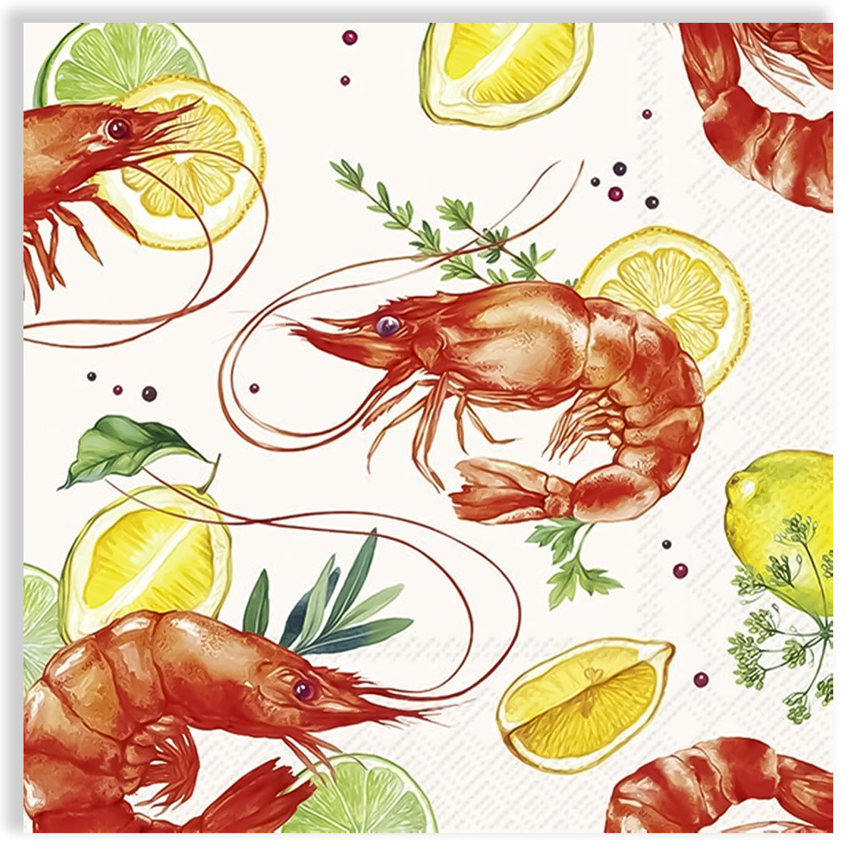 Guardanapo para Decoupage Ihr 33x33cm com 2 Unidades - Camarão e Limão