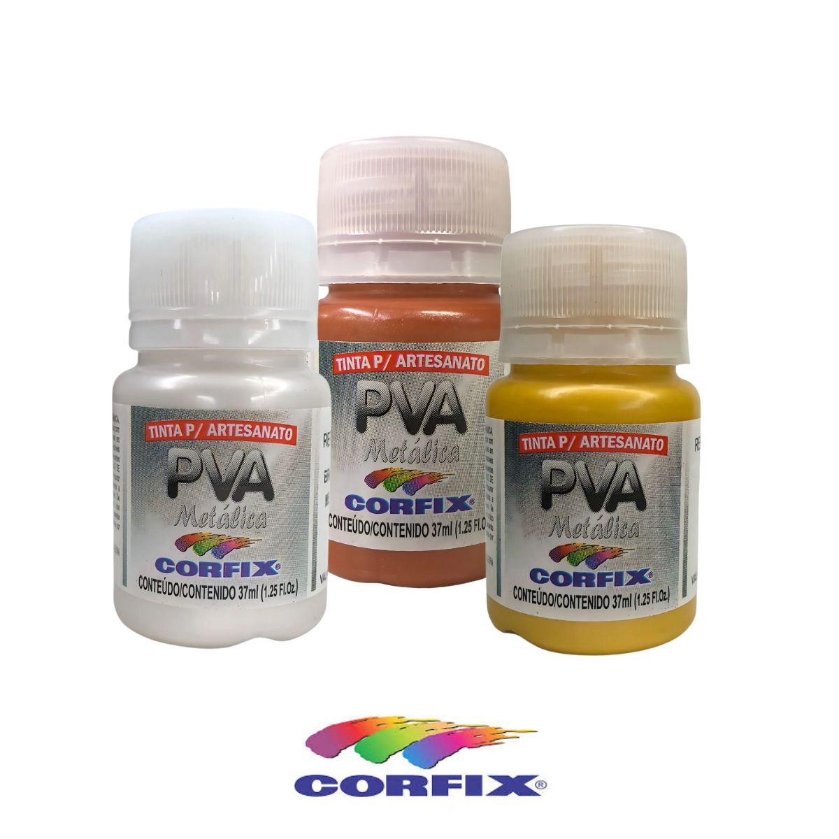 Tinta PVA para Artesanato Corfix Metálica 37ml - 16011