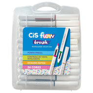 Estojo de Marcador Criativo Flow Brush com 24 Cores - Cis