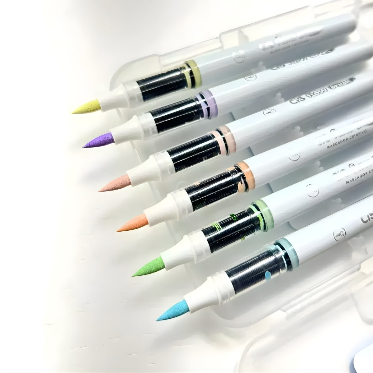 Estojo de Marcador Criativo Flow Brush com 6 Cores - Pasteis - Cis